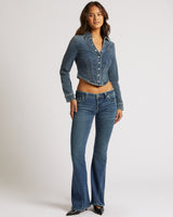 JOEY LOW RISE  FLARE FLAP - DARK WASH