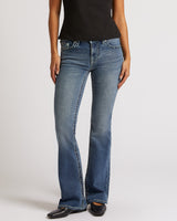 BECCA MID RISE BOOTCUT BIG T - CROWD SURF BLUE