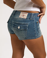 FRONT POCKET DENIM SHORTS FLAP - SUNSET TICKET