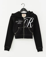 EMBR BIG T SHRUNKN ZIP HOODIE - JET BLACK