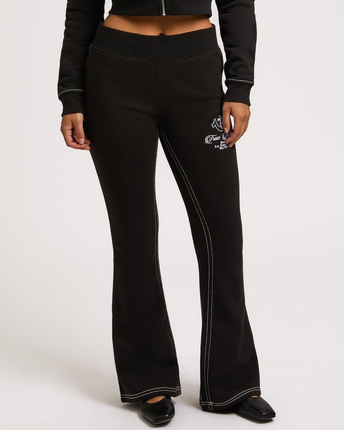 EMBROIDERED MR BIG T BOOTCUT - JET BLACK