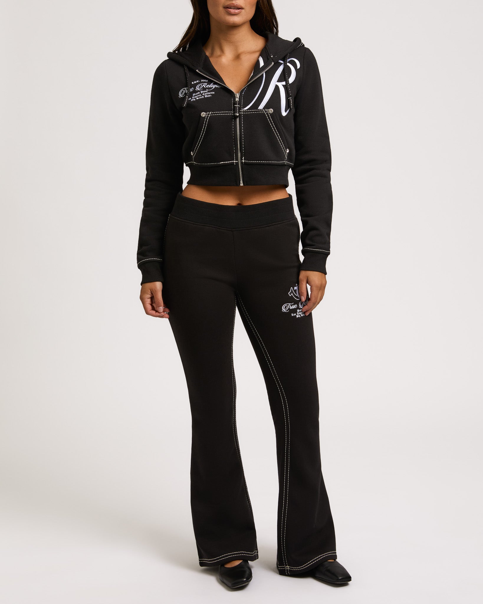 EMBROIDERED MR BIG T BOOTCUT - JET BLACK