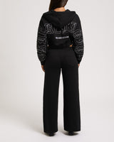 BRANDED APPLIQUE WIDE LEG PANT - JET BLACK