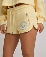 ZIP PKT DOLPHIN HEM HOT SHORTS - DOUBLE CREAM