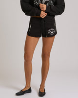 ZIP PKT DOLPHIN HEM HOT SHORTS - JET BLACK
