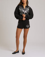 ZIP PKT DOLPHIN HEM HOT SHORTS - JET BLACK