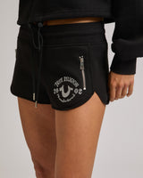 ZIP PKT DOLPHIN HEM HOT SHORTS - JET BLACK