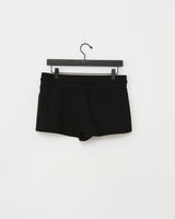 ZIP PKT DOLPHIN HEM HOT SHORTS - JET BLACK