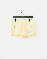 ZIP PKT DOLPHIN HEM HOT SHORTS - DOUBLE CREAM