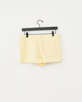 ZIP PKT DOLPHIN HEM HOT SHORTS - DOUBLE CREAM