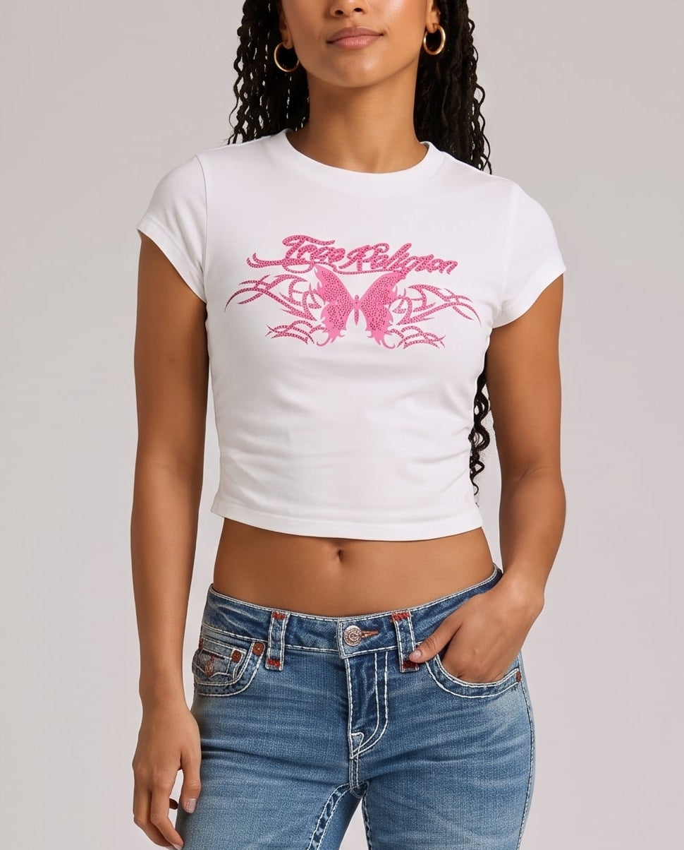 RUCHED CAP SLEEVE BABY TEE - OPTIC WHITE