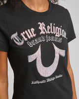 CRYSTAL HS CREW NECK TEE - JET BLACK