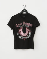 CRYSTAL HS CREW NECK TEE - JET BLACK