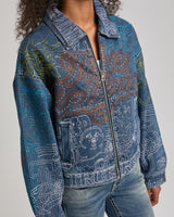 COLOR BLOCKED PU VARSITY JACKET - RED MULTI
