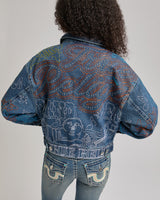 COLOR BLOCKED PU VARSITY JACKET - RED MULTI