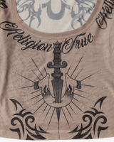 SCOOP NECK TATTOO LS TOP - SILVER MINK