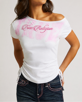 ONE SHOULDER RUCHED TOP - OPTIC WHITE