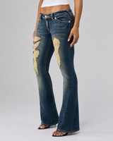 JOEY LR FLARE BIG T FLAP - DARK WASH W/ DESTROY