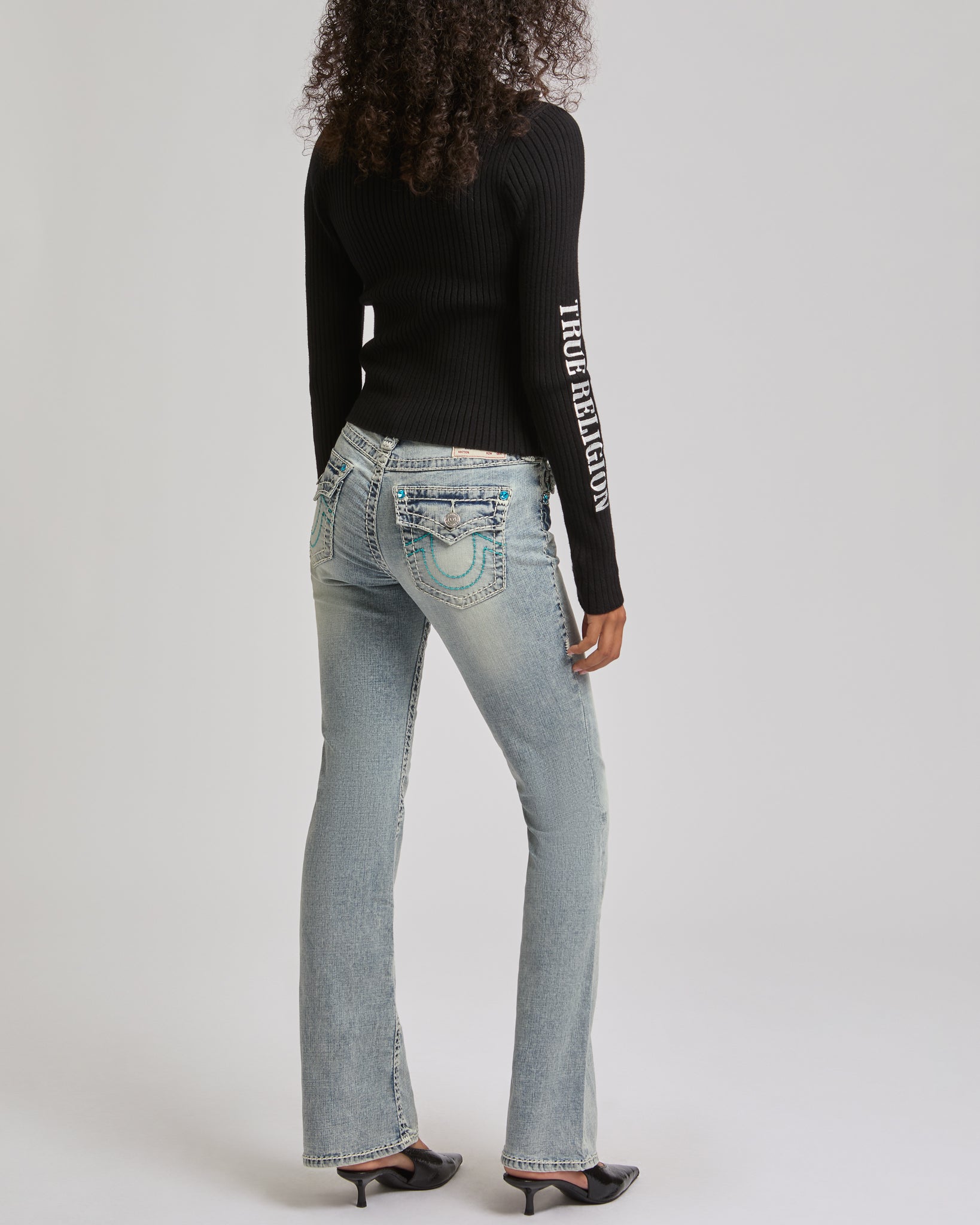 EMBROIDERED ASYM ZIP SWEATER - JET BLACK