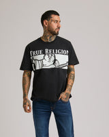 SS CHECKERED BUDDHA TEE - JET BLACK