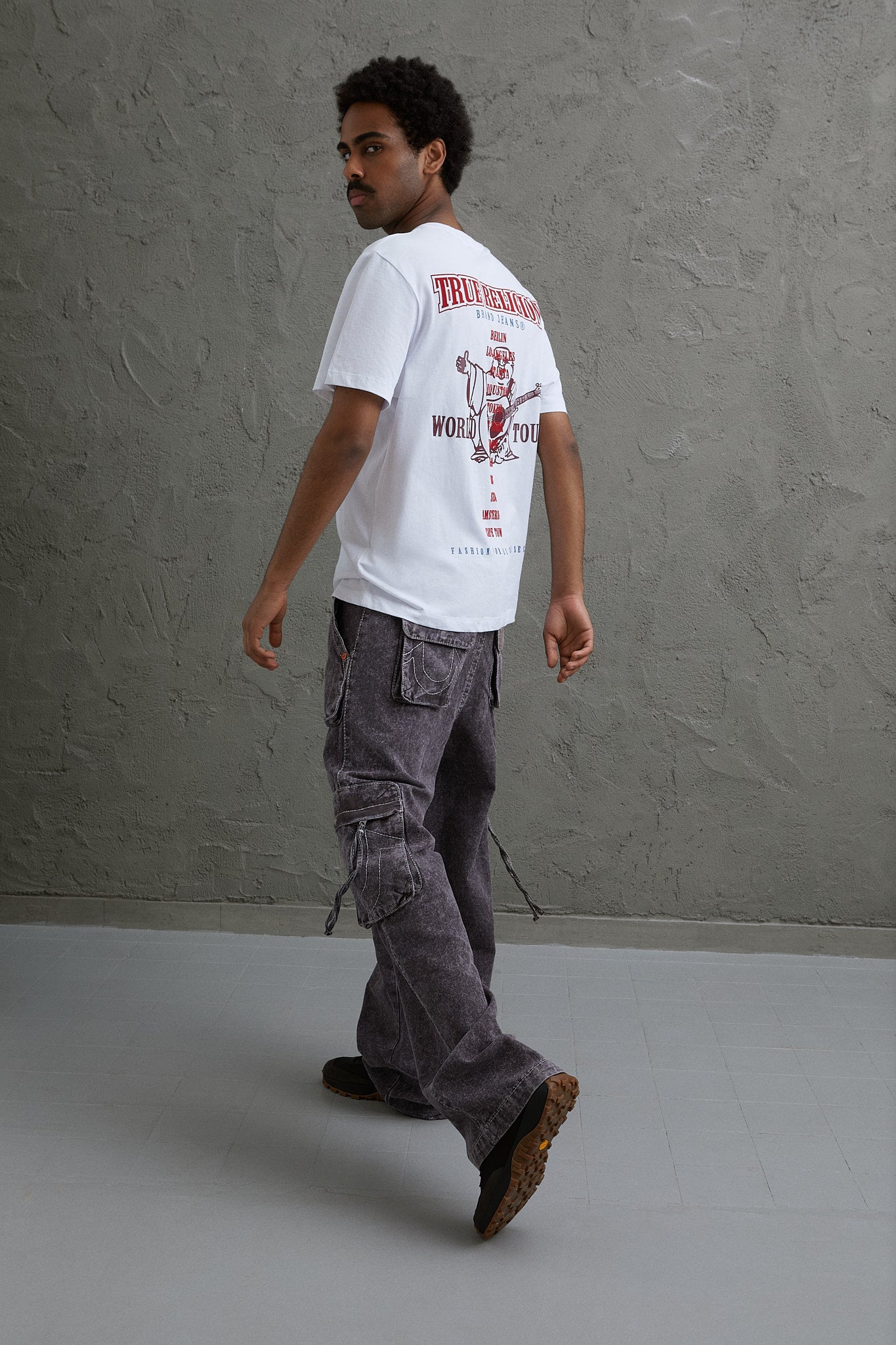 BIG T FASHION CARGO PANT - BROWN ACID WASH